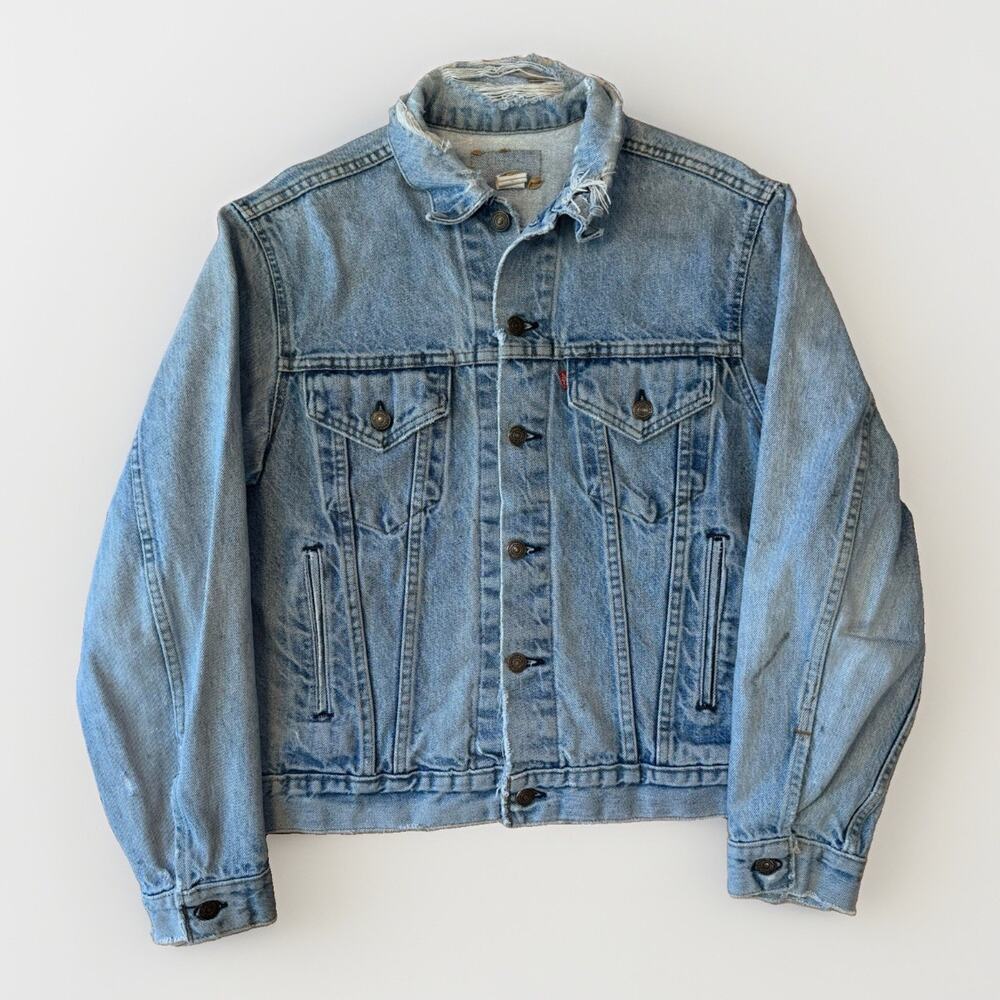 Vintage Levis Denim Jacket 42 Blue 80s Made in USA Light Wash Type 3 Workwear